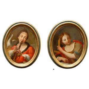Scuola emiliana, XVII secolo, Allegoria della geometria e Allegoria della musica