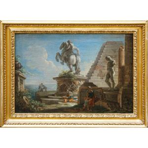 Andrea Locatelli ( Roma, 1695 – 1741), Capriccio architettonico con rovine