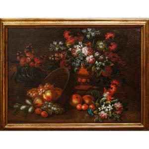 Domenico Levo (attivo nella seconda metà del XVII secolo), Natura morta con fiori e frutta