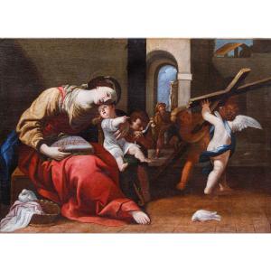 Madonna con il Bambino, San Giovannino e due angeli che annunciano la crocifissione