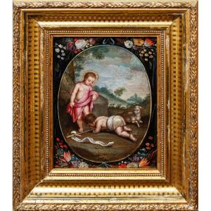 Scuola fiamminga, secondo terzo del XVII secolo, Bambino con San Giovannino