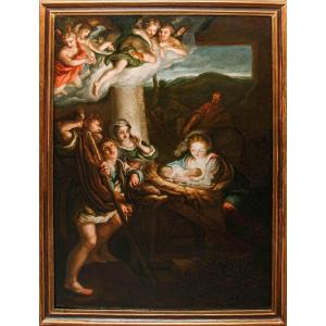 Seguace di Antonio Allegri detto il Correggio (1489  - 1534), Adorazione dei pastori