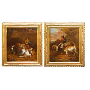 Francesco Londonio (Milano, 1723 -1783), Paesaggi con pastori e armenti