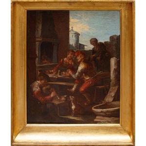 Giacomo Francesco Cipper, detto il Todeschini, Scena di osteria con suonatore di zampogna