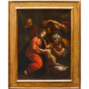 Seguace di Raffaello Sanzio (Urbino, 1483 – Roma, 1520), Sacra famiglia