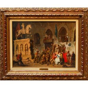 Felice De Maurizio (1810 - 1890), Distruzione della Statua equestre di Francesco Sforza