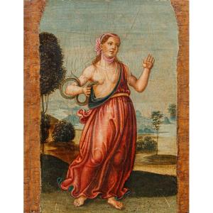 Scuola toscana, fine del XV secolo - inizio del XVI secolo, Cleopatra e l’aspide
