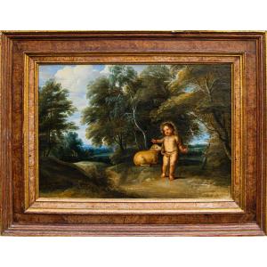 Pieter van Avont (Mechelen, 1600 – Deurne, 1652), Paesaggio con San Giovannino e l’Agnello