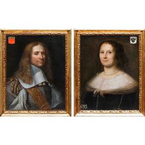 Seguace di Philippe de Champaigne (Bruxelles,1602 – Parigi,1674), Coppia di ritratti