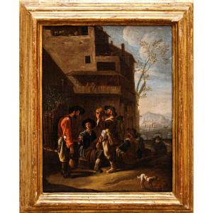 Johannes Lingelbach, talvolta anche Jan (1622 – 1674), Scena con bevitori