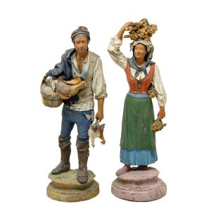Caltagirone, fine del XVIII secolo, bottega Bongiovanni Vaccaro, Figure del presepe