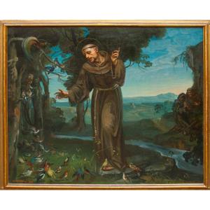 Mattia Traverso (Genova, 1885 – 1956), Predica di San Francesco agli uccelli