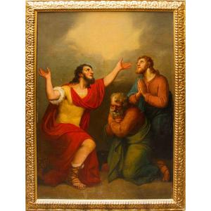 Pittore neoclassico, XIX secolo, Cornelio riceve lo Spirito Santo con Pietro a destra