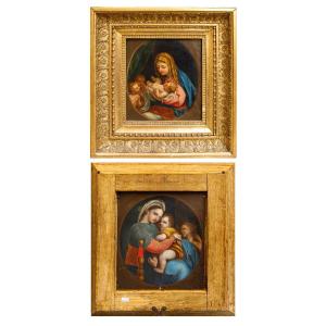 XVIII secolo, Vergine col Bambino e due putti - Madonna della seggiola