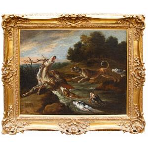 Seguace di Paul de Vos (Hulst, 1592 – Anversa, 30 giugno 1678), Caccia al cervo