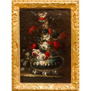 Pittore napoletano del XVIII secolo, Vaso con fiori