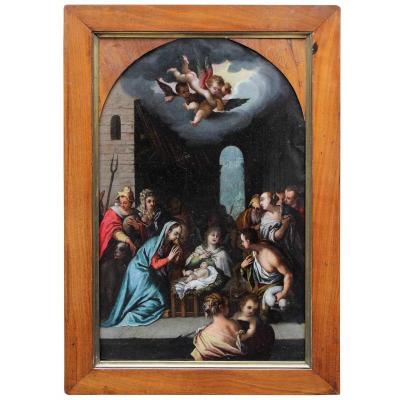 Domenico Carnevale (Sassuolo, 1524 – Modena, 1579),  Adorazione dei Pastori