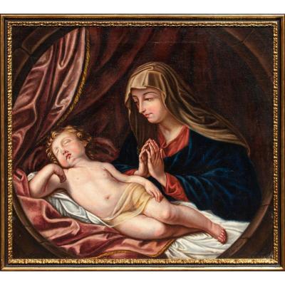 Madonna Adorant l'Enfant Endormi, XIXe Siècle