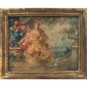 Watercolor - 19th Century French School - "seated Women" By Gabriel Griffon - Painting