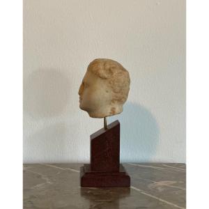 Sculpture, Carved Marble Male Head, Roman Period, Antique, Archaeology