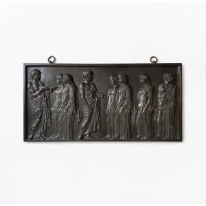 Big Bronze Plaque Bas-relief - Ferdinand Barbedienne - 19th Century - Greece - Sculpture