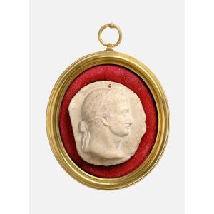 Sculpture Medallion Portrait Man Marble Roman Emperor Rome In Ancient Bronze Porphyry