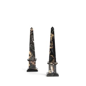Neoclassical Style Black Marble Obelisks 