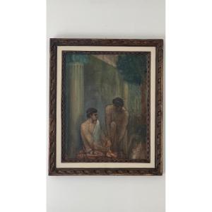 Apprenticeship – Antique Scene - Academic - Oil On Canvas - Symbolist School Circa 1890