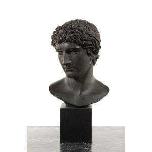Antique Cast Of A Winning Greek Athlete's Head - Reproduction From The Louvre Museum