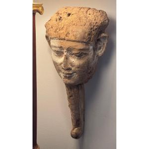 Ancient Egyptian Sarcophagus Mask Portrait Man Wearing False Beard Archaeology