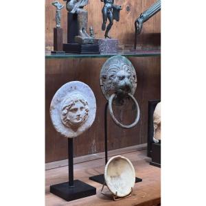 Roman Handle With Lion's Head In Antique Bronze - Roman Art - Archaeology - Door Knocker