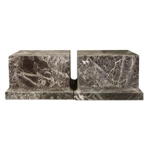 Pair Of Red Levanto Marble Pedestals Stand-column-base-statue-sculpture-table