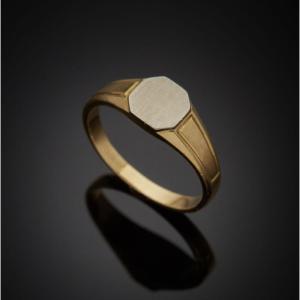 18k Gold Signet Ring, Art Deco Style