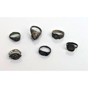 Set Of Antique To Medieval Bronze Rings-archeology