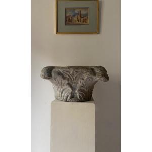 Byzantine Roman Corinthian Capital Grey Marble Ancient Byzantine Era Late Antiquity