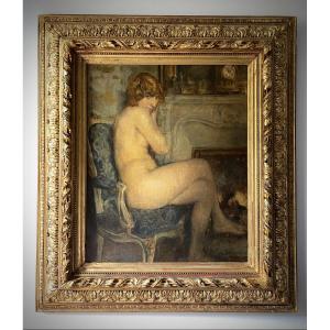 Female Nude Adolphe Déchenaud (1868–1926) Portrait Seated In A Late 19th-century Interior