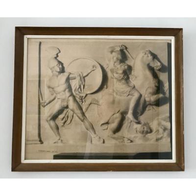 Two Large Drawings XIX - Greeks Fighting Amazons - After An Ancient Low Relief, G.thierry