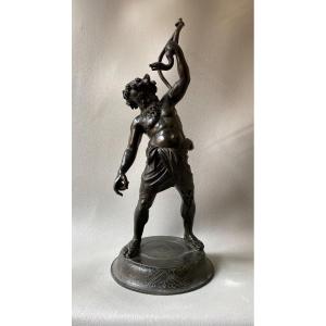 Silenus Bacchus Drunk Bronze After The Antique Of Naples Mountable In Lamp Italy