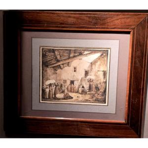 The Courtyard Of The Monastery François Marius Granet (1775-1849)