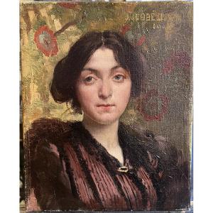 Portrait Of A Woman By Jacques Jobbé-duval (1854-1942) Oil On Canvas Signed And Dated