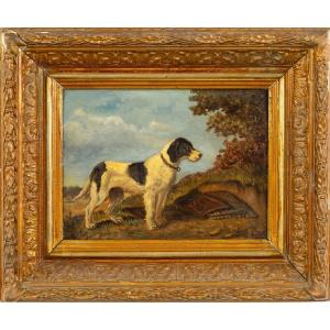 Oil On Panel, Signed Vincent De Vos (1829–1875). Hunting Dog
