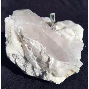 Aquamarine On Quartz - Crystal 3 Cms