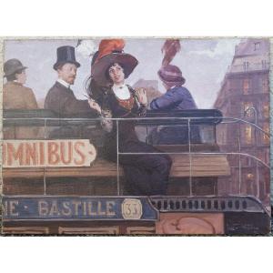 Zeytline - Oil On Canvas - Belle époque - Omnibus, Paris