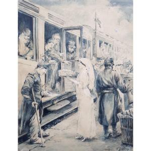 Ferdinand Gueldry - Drawing - Militaria - Soldiers - 1916