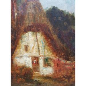 Ziem - Barbizon - Oil Painting - 1850 - Cottage In Forest