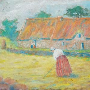 Delavallée - Oil 1890 - Wheat Thresher - Pont Aven