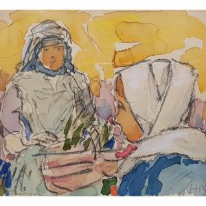 Henry Moret - Pont-aven School - Watercolor - Women