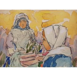 Henry Moret - Pont-aven - Watercolor - Breton Women