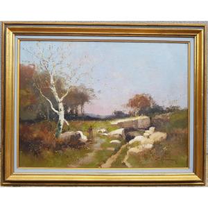 Galien Laloue - Oil On Canvas - 49 X 65 Cm - Lively Landscape