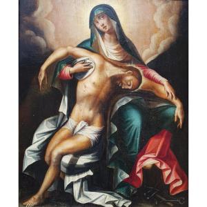Flemish School - 1600 – Oil On Panel – Pieta / Virgin